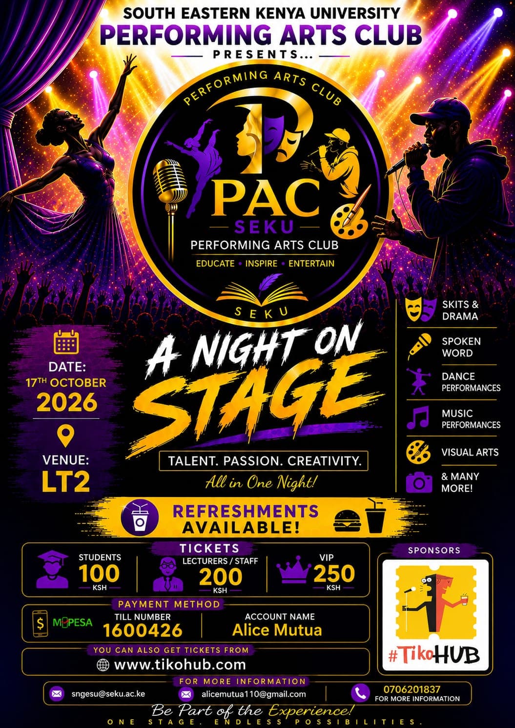 A night on stage poster